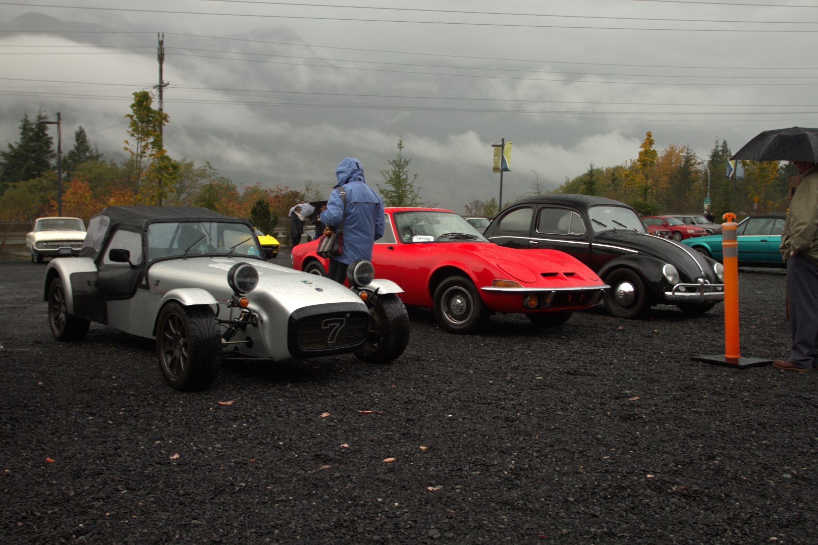 L to R, Super 7, Opel GT and a very nice early bug belonging to the event organizer.