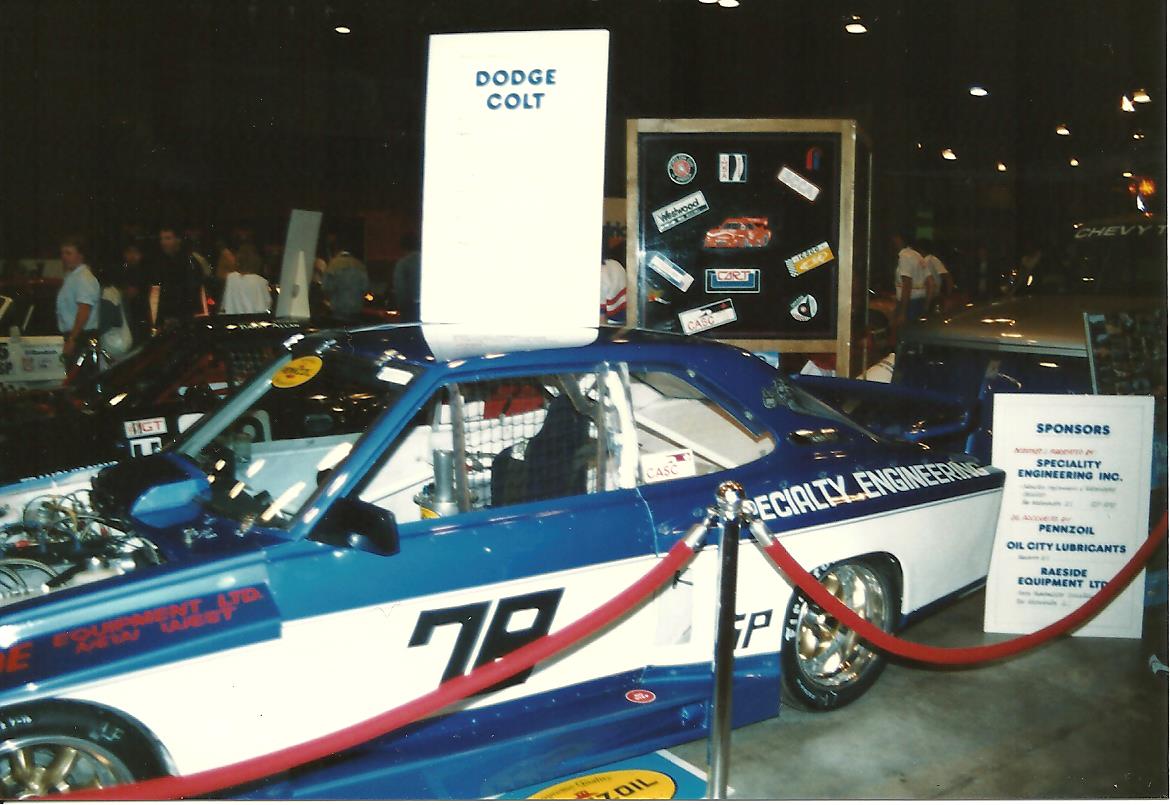 Andy Pearson's SP-1 Colt, powered by 500+HP fancy motor<br />where: looks like one of the old car shows at the PNE Forum, maybe late 1980s?