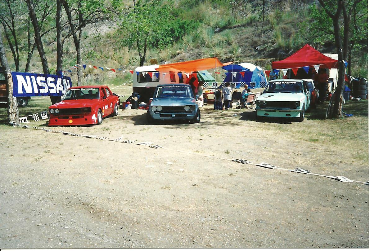 who (L to R): Keith Law's 510, Dave Christie's 510, Brent Wilson's 510<br />where: Know Mountain, Kelowna BC, 1992?