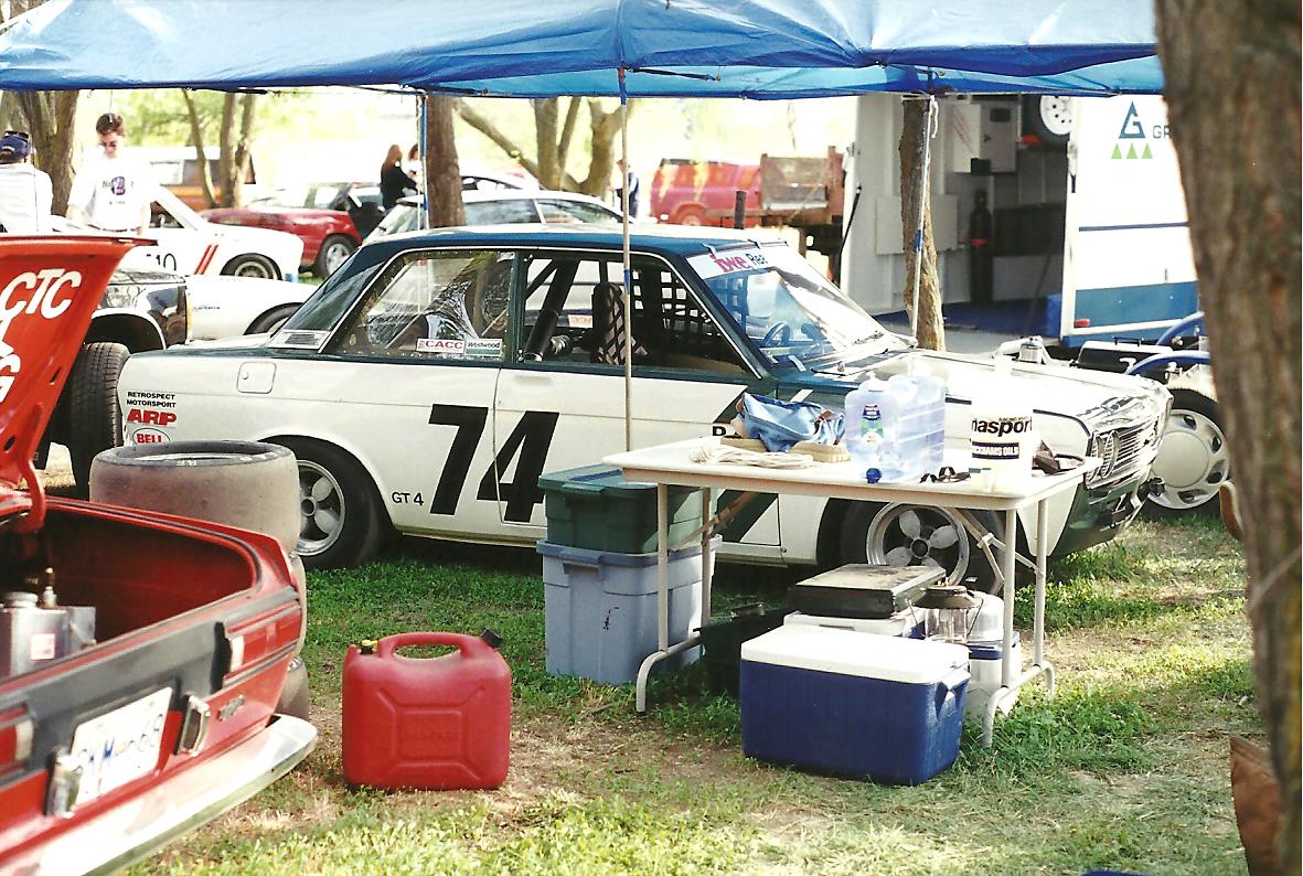 who (L to R): the back of Keith's car, Sean Kearney's 510<br />where: Knox Mountain pits, 199?