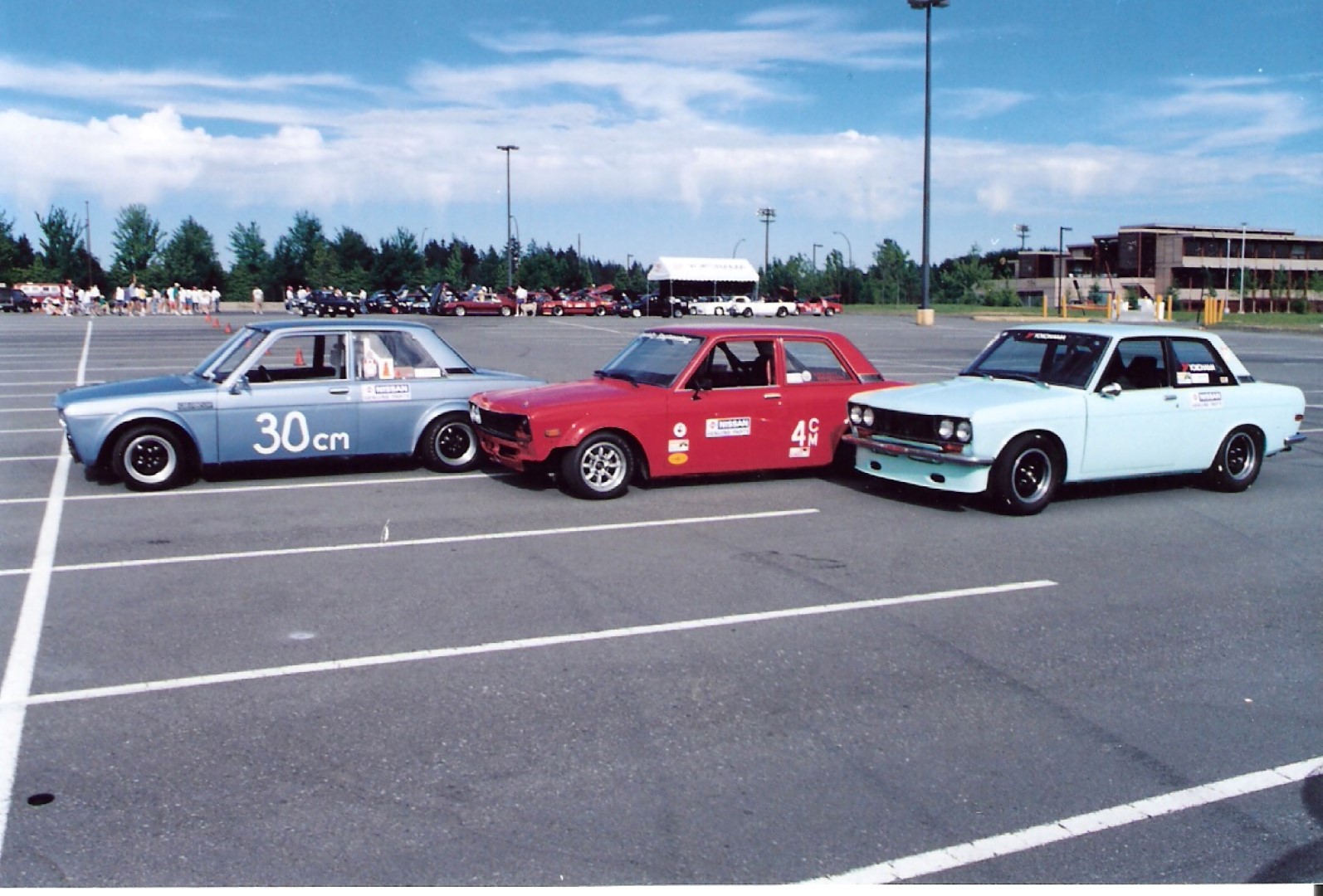 Dave Christie, my car, Brent Wilson at the 1991 Canadian National Solo at UBC.