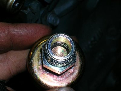 This is the end of the NPT bushing that I will be plugging to keep the water away from the sensor, to make it a dry well.